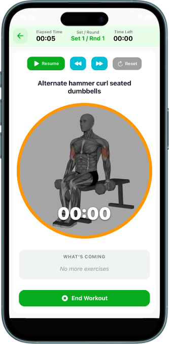 Pocket Power app showing Anim8X animated exercise workouts