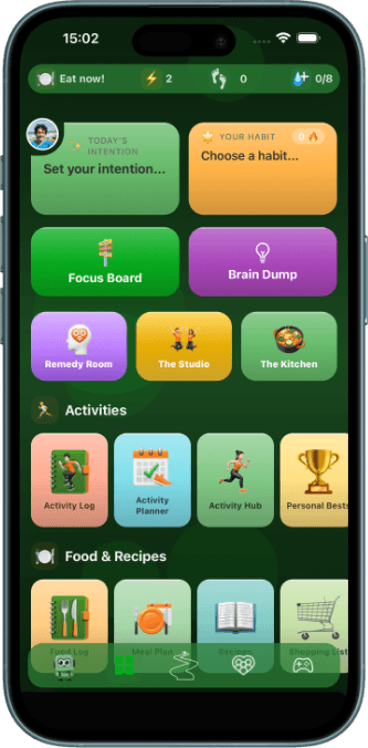 Pocket Power app home dashboard with daily stats and streaks
