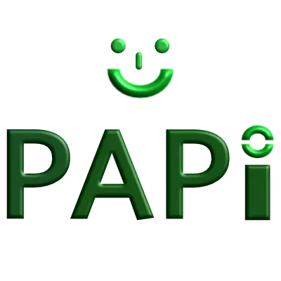 Minimal chat bubble/lightbulb robot icon representing PAPi — Pocket Power’s AI support for personalised guidance, wellbeing advice, and daily motivation.